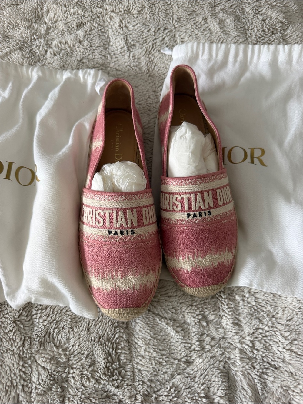 Dior Pink Canvas Espadrilles Christian Dior Paris